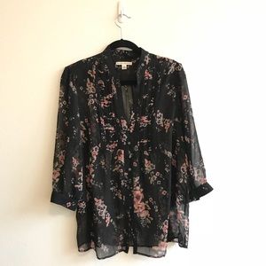 BR flowy sheer floral blouse